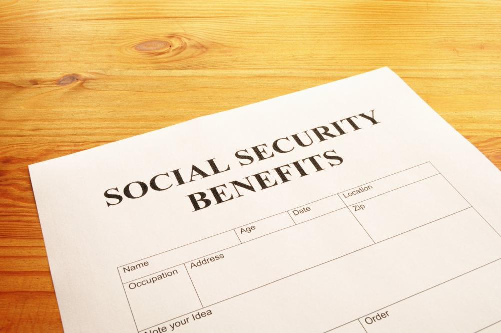 A social security benefits form for disability payments.