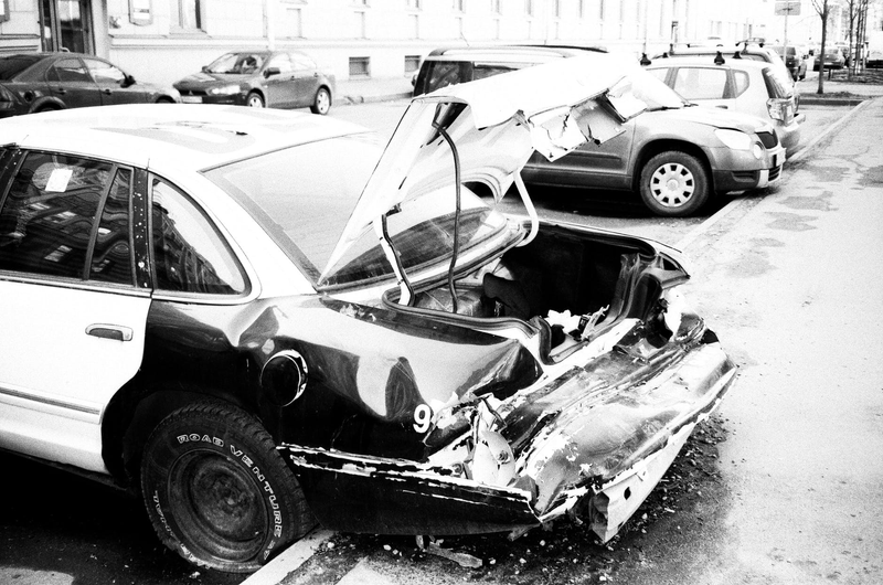 A car parked after an accident