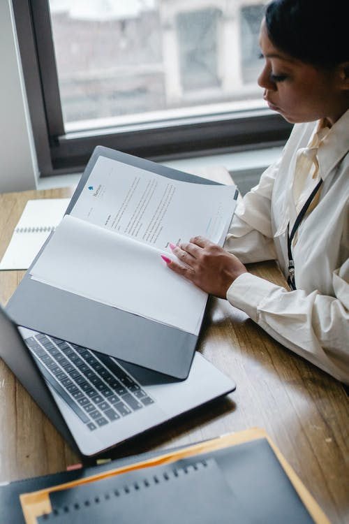 lawyer studying a contract 