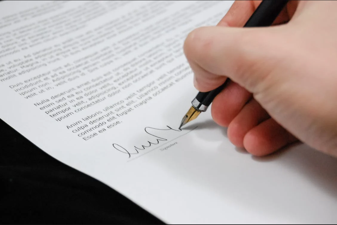 signing a legal document